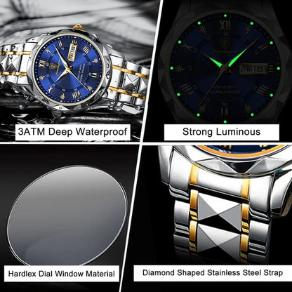 🎁2025 nyår Hot Sale🎁 Vattentätt toppmärke lyxigt manarmbandsur med lysande