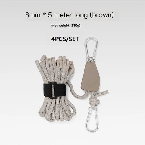 🔥Bärbar Justerbar Fix Tält Hög styrka Snabb frigöring Remskiva Camping Rope (4 Pcs / Set)
