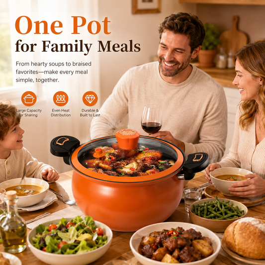 🔥 50 % RABATT! Stor emaljgryta – perfekt för stora portioner och enkel matlagning varje dag 🍲✨