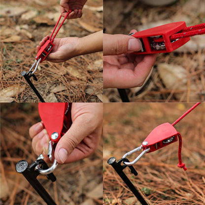 🔥Bärbar Justerbar Fix Tält Hög styrka Snabb frigöring Remskiva Camping Rope (4 Pcs / Set)