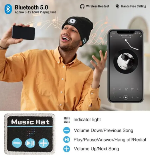 ❄️3 i 1 Bluetooth Hörlursstickad Mössa🧶🎵