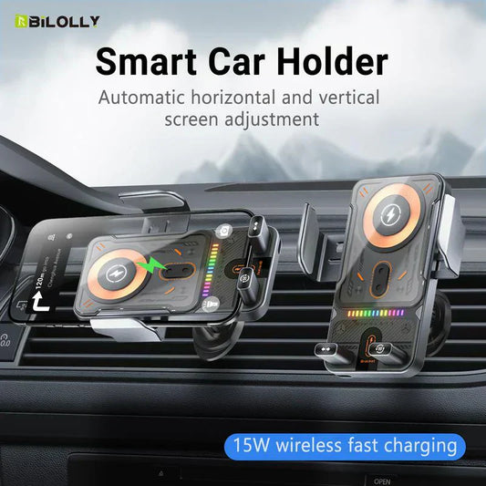 🚗50% RABATT NU! 📱 2-i-1-telefonhållare och trådlös laddare för bilen 🔋