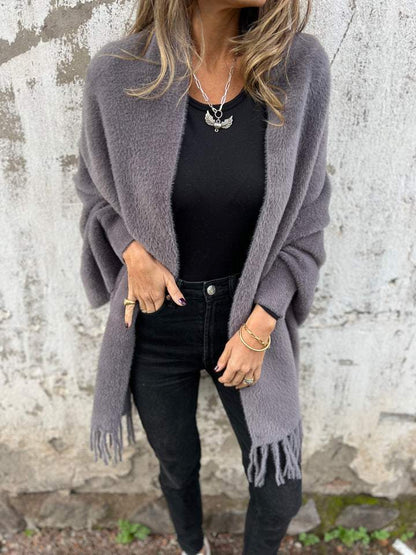 🌹Kvinnor Långärmad Casual Tassel Sjal Coat