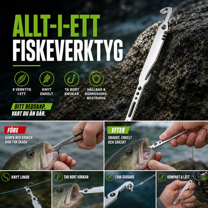 🎣 50 % RABATT NU! 🔥 6-i-1 Multifunktionsverktyg i Rostfritt Stål – Perfekt för Sportfiske & Uteliv 🐟