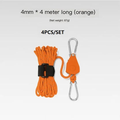 🔥Bärbar Justerbar Fix Tält Hög styrka Snabb frigöring Remskiva Camping Rope (4 Pcs / Set)