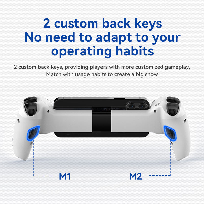 Universell utdragbar gamepad med 2 programmerbara bakknappa