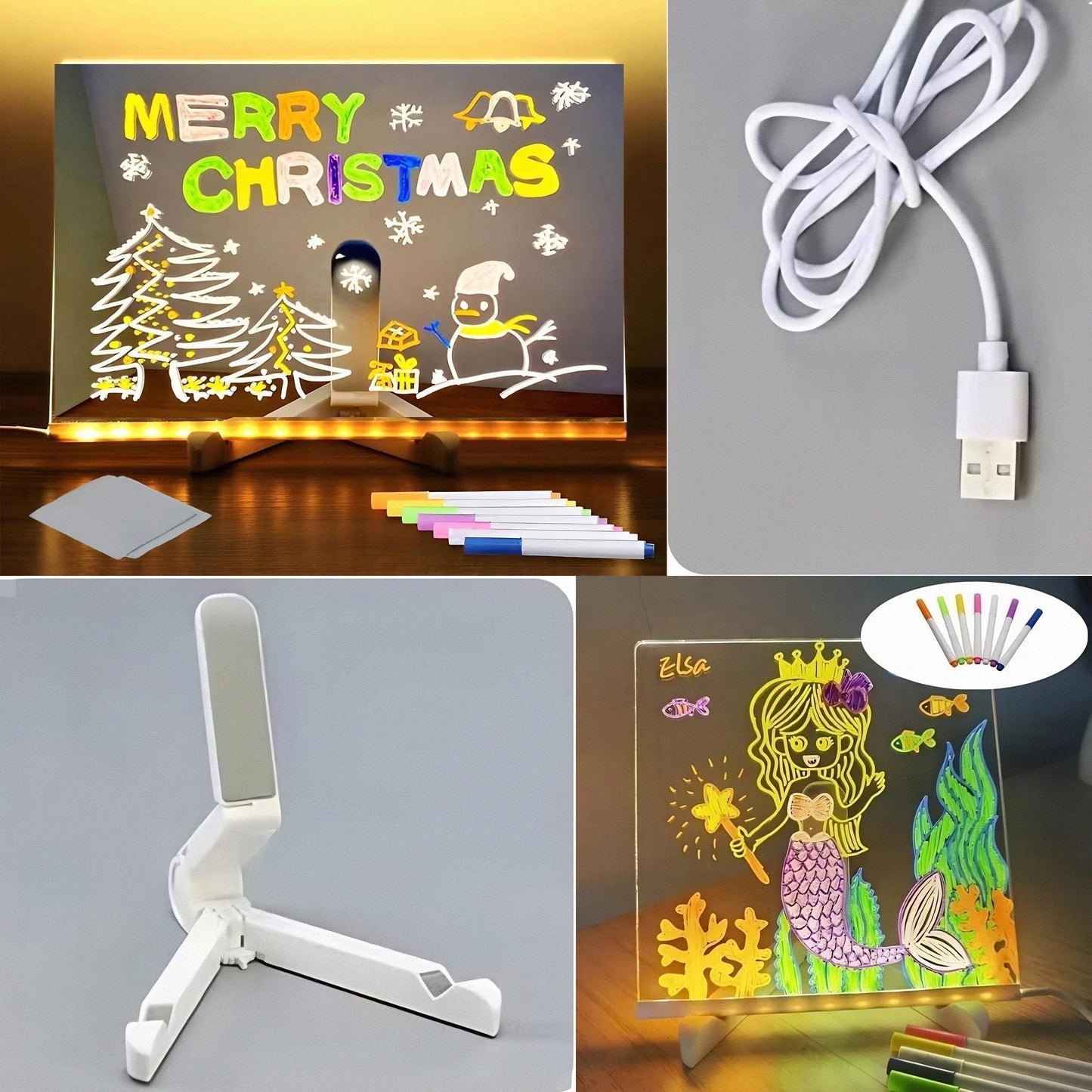 🎅Christmas hot Products 🎨Kreativ Omskrivbar Akryl LED Anslagstavla  (Levereras Med 7 Pennor)