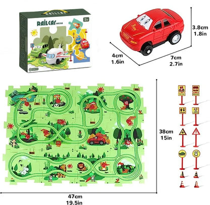 🧩 🚗Pedagogiskt pussel för barn med spårbil🔥🔥