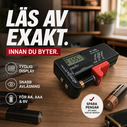 🛒 50% RABATT NU! 🔋 Universell digital batteritestare – Lättavläst display, Kompakt & Enkel hantering – Perfekt för Bilbatterier, Lilla batterier, Verktyg & Hushållsbruk 🌿