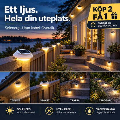 ☀️ Solcellsdriven LED-vägglampa för takränna | Dekorativ belysning för utomhusbruk