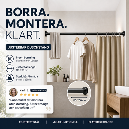 🏠 Montera på sekunder utan att borra – justerbar spännstång för smartare förvaring hemma 🚪