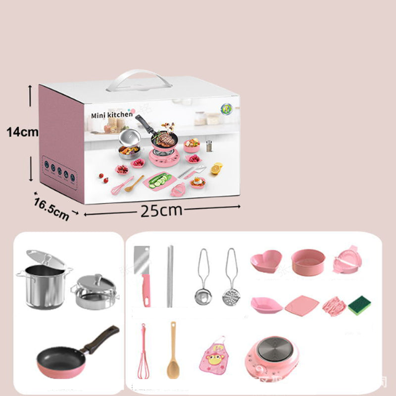 🎁 Bästa presenten för barn 🍳 Real Cooking Mini-köksleksaker för barn - Set med 22 delar