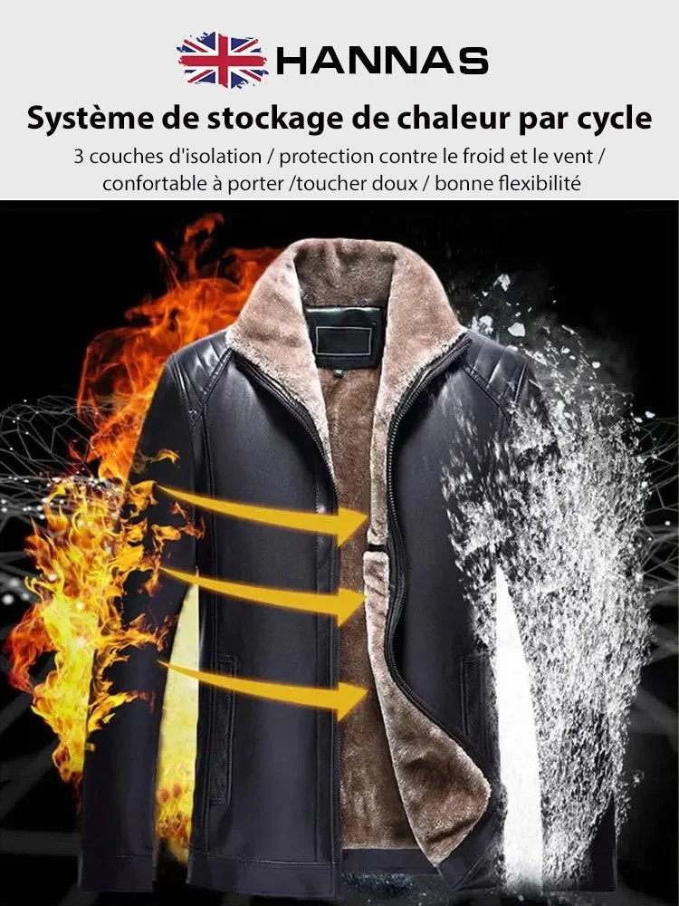 🔥😎män vinter chic fleece läderjacka🍂