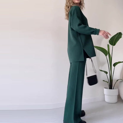 🎄Hot Sale 49% OFF✨Casual randig jacquardstickad tvådelad uppsättning
