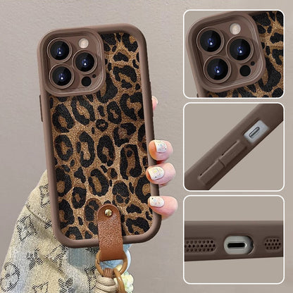 Leopardmönstrat iPhone-fodral med snodd