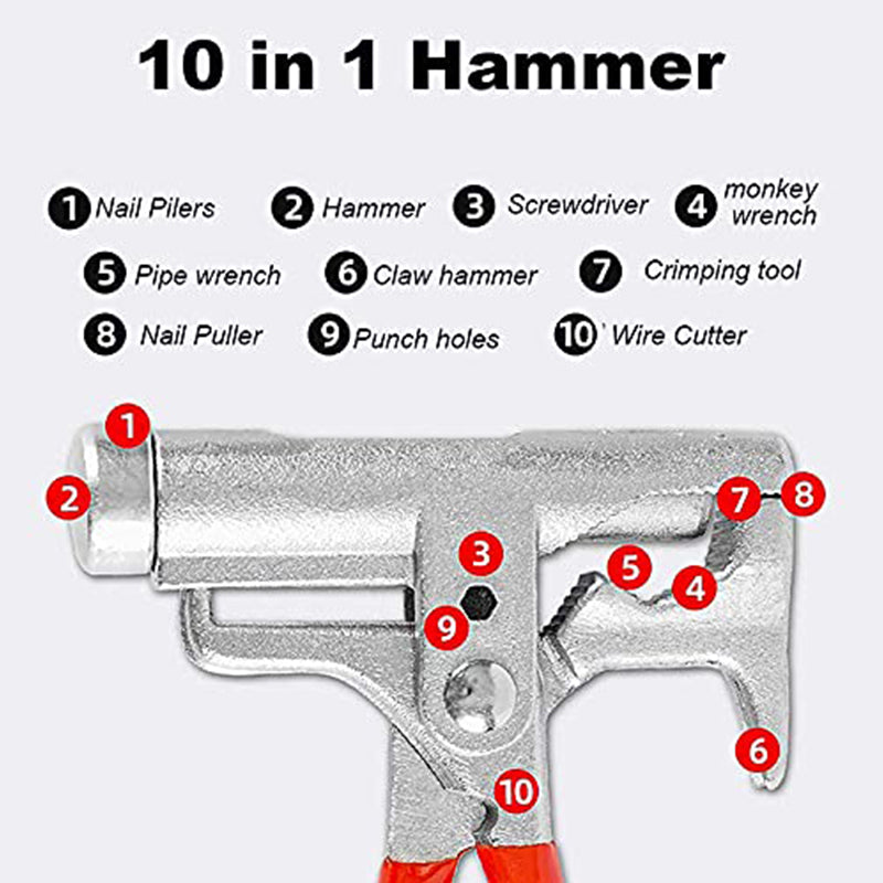 10-i-1 Multifunktionell Hammare med Rörklämma🔥