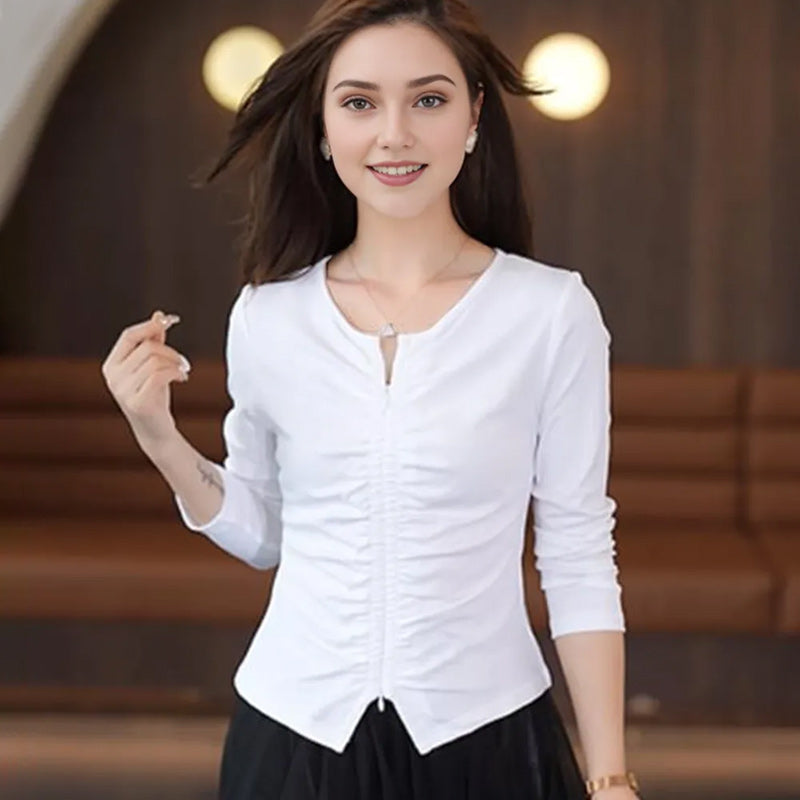 Women's Chic Pleated Long Sleeve Top