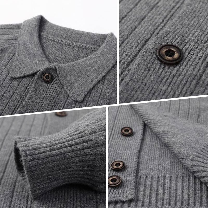 Casual stickad cardigan med uppslag för män🎁 Köp 2 och få fri frakt✈️