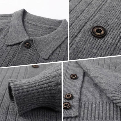 Casual stickad cardigan med uppslag för män🎁 Köp 2 och få fri frakt✈️