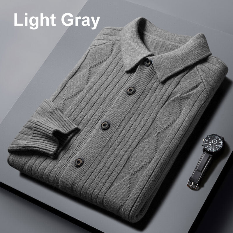 Casual stickad cardigan med uppslag för män🎁 Köp 2 och få fri frakt✈️