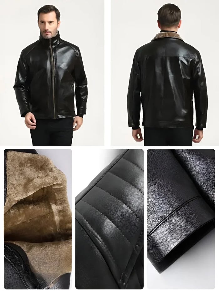 [Perfekt gåva] Chic varm skinnjacka för män för vintern