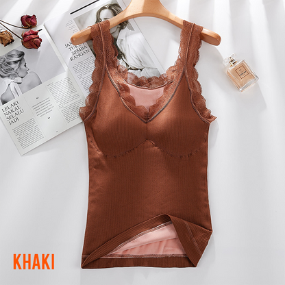 Women's Lace-Trim Warm Tank with Bra Pads