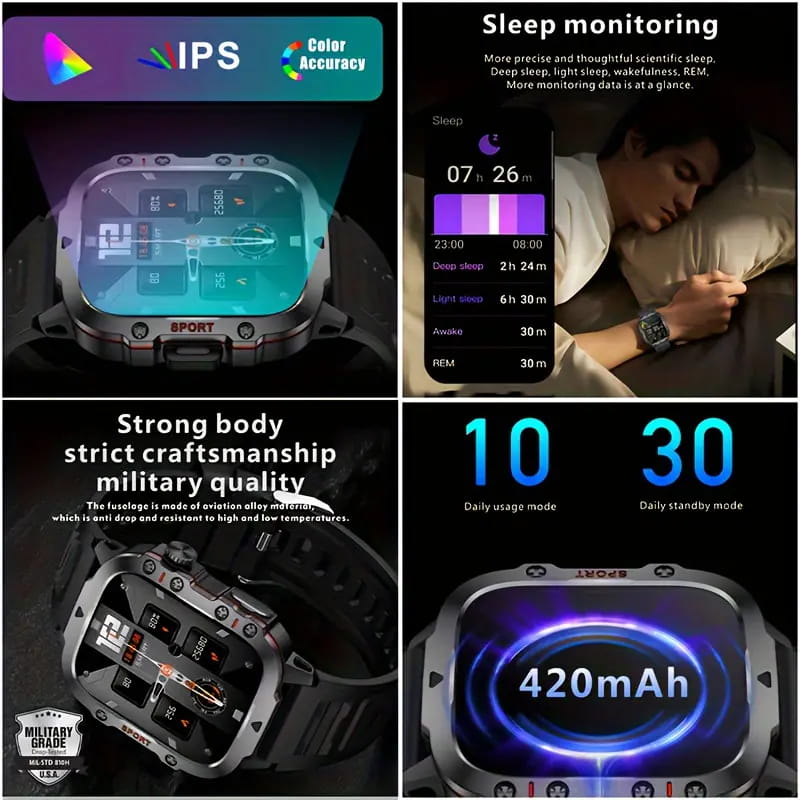 Fri frakt💥Ruggad utomhus smart klocka - 100+ sportlägen⌚️