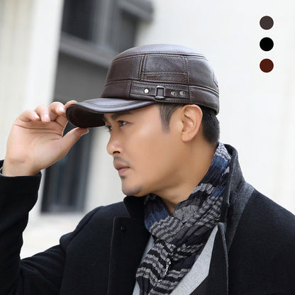 🔥Christmas Specials🔥Läder Flat Top Warm Baseball Cap