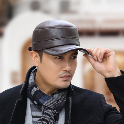 🔥Christmas Specials🔥Läder Flat Top Warm Baseball Cap