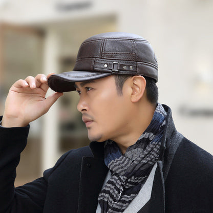 🔥Christmas Specials🔥Läder Flat Top Warm Baseball Cap