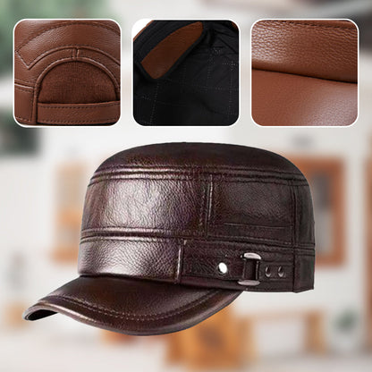 🔥Christmas Specials🔥Läder Flat Top Warm Baseball Cap
