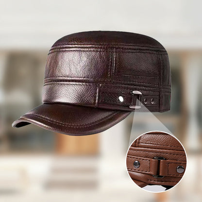 🔥Christmas Specials🔥Läder Flat Top Warm Baseball Cap