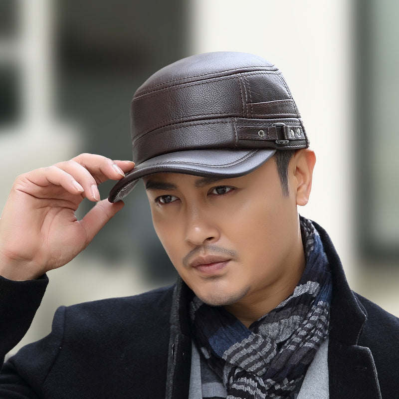 🔥Christmas Specials🔥Läder Flat Top Warm Baseball Cap