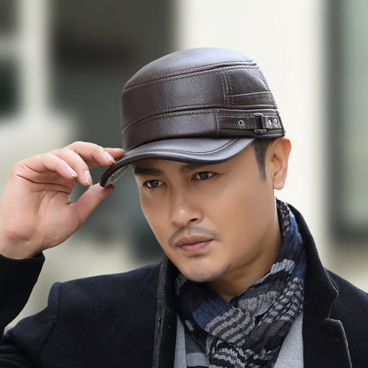 🔥Christmas Specials🔥Läder Flat Top Warm Baseball Cap