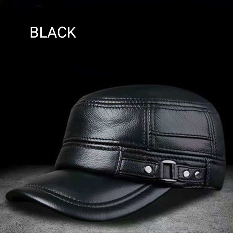 🔥Christmas Specials🔥Läder Flat Top Warm Baseball Cap