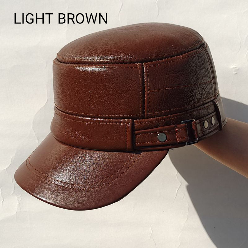 🔥Christmas Specials🔥Läder Flat Top Warm Baseball Cap