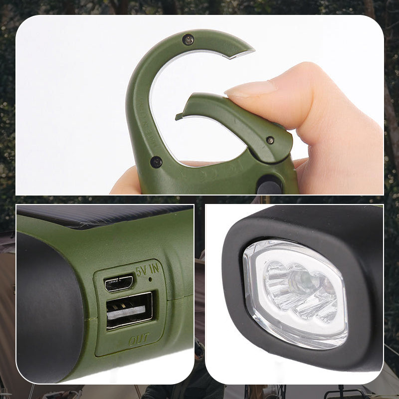 🔦Utomhus nödlampa (handvev + sol + USB-laddning)