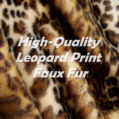 Kvinnors Mode Leopardmönstrad Varm Fuskpäls Halvlång Jacka🤎🐆