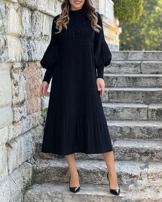 ✨Lanternärm Solid Färg Elegant Klänning
