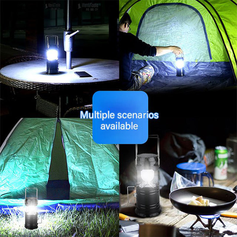 Solcellsdriven infällbar campinglampa