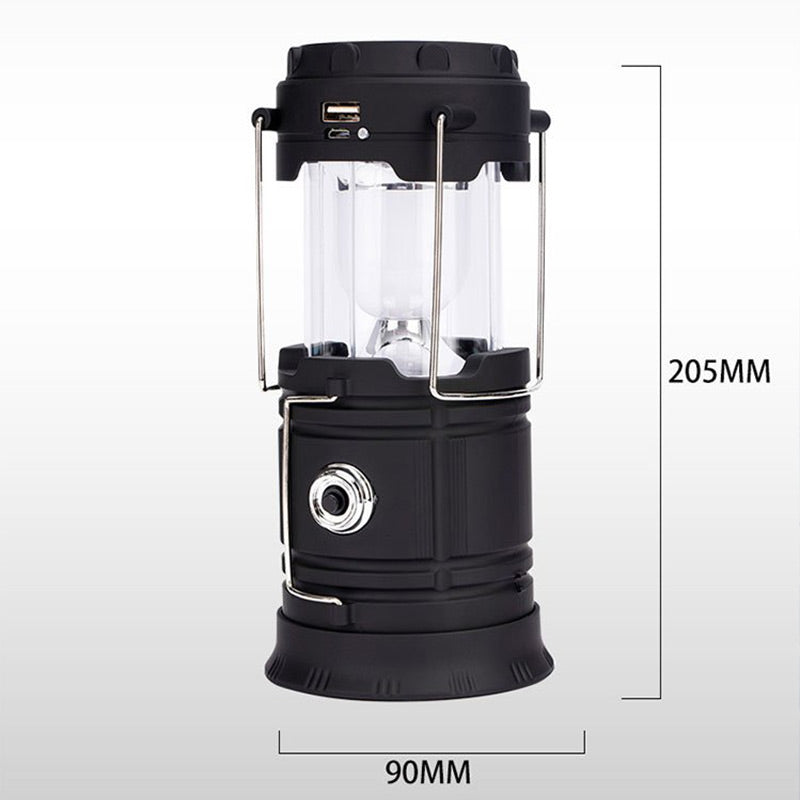 Solcellsdriven infällbar campinglampa