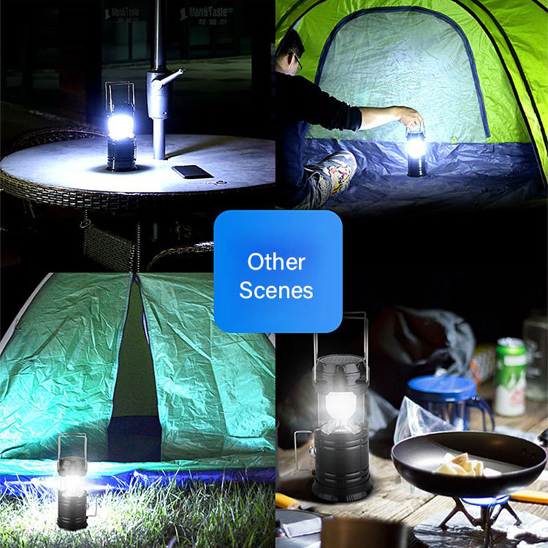 Solcellsdriven infällbar campinglampa