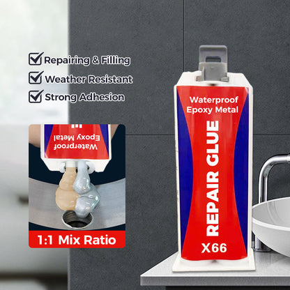 Vattentät epoxilim för metallreparation