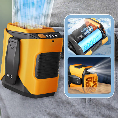 【🌞Sommarvaror för utomhusbruk】6000mAh multifunktionell kylfläkt för midjan med 100🧊 hastigheter och ficklampa