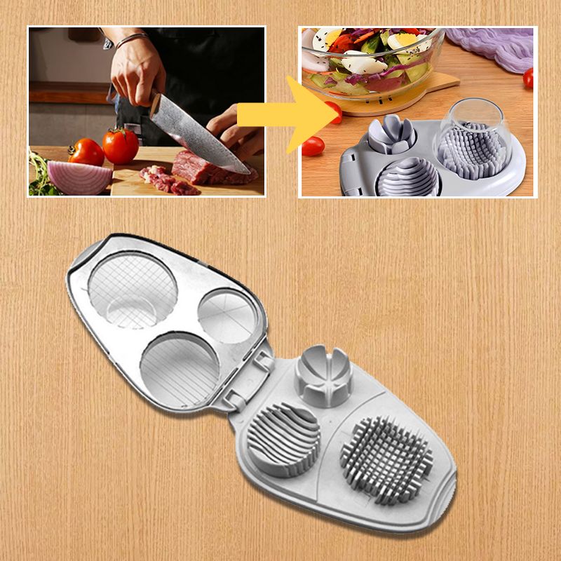 🔥Ny 3-i-1 Multifunktionell grönsaksskärare Fancy Split Egg Slicer Egg Slicing and Dividing