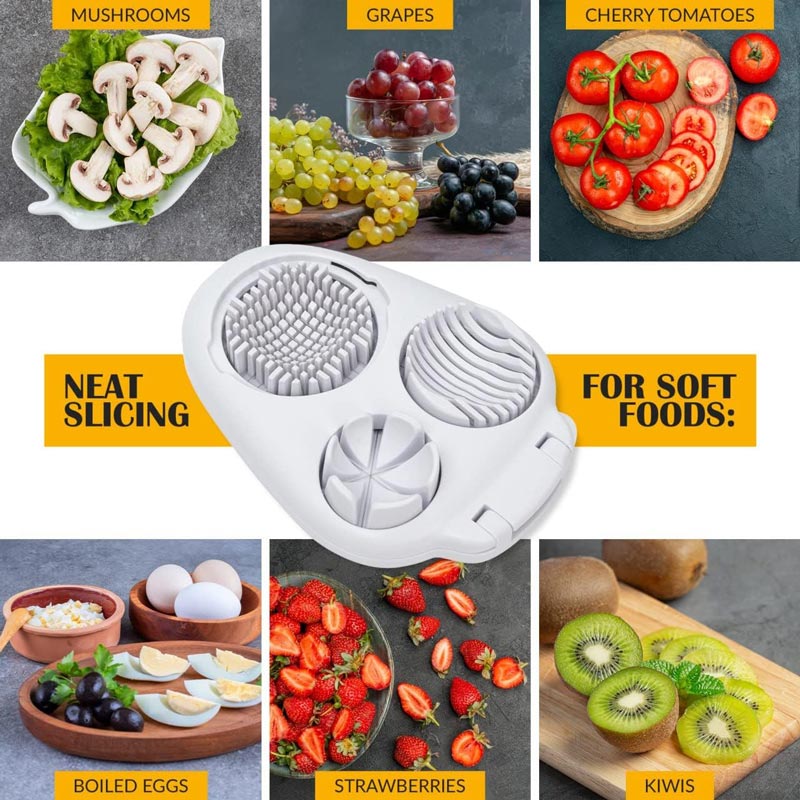 🔥Ny 3-i-1 Multifunktionell grönsaksskärare Fancy Split Egg Slicer Egg Slicing and Dividing