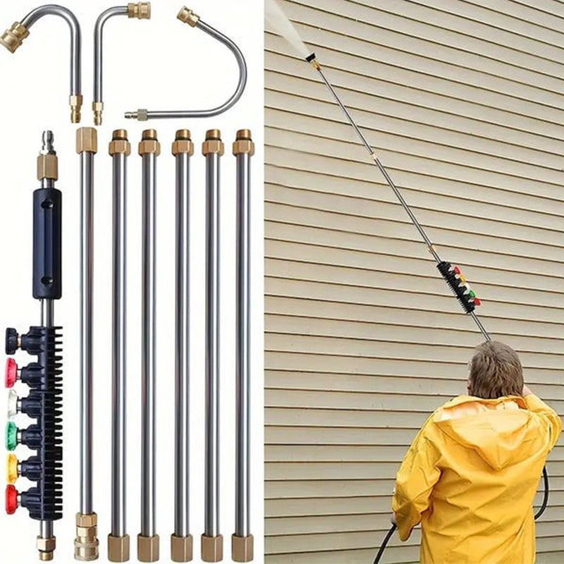🏡 【PROFFS-TVÄTT】4000 PSI Teleskopisk Högtrycksstav ✨ 3-i-1 Rengöring för Hela Huset – Utan Stege!