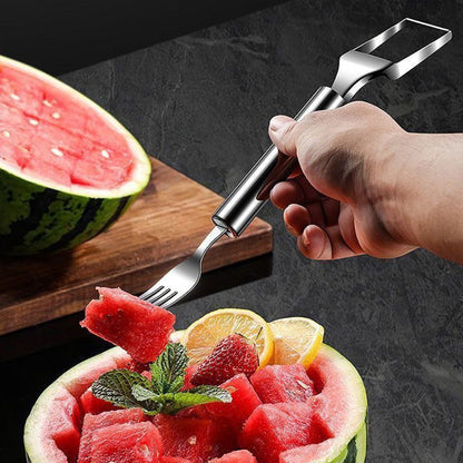 🥳 Köp 1 få 1 gratis✨2 i 1 Fruktskärare i rostfritt stål Gaffelskivare