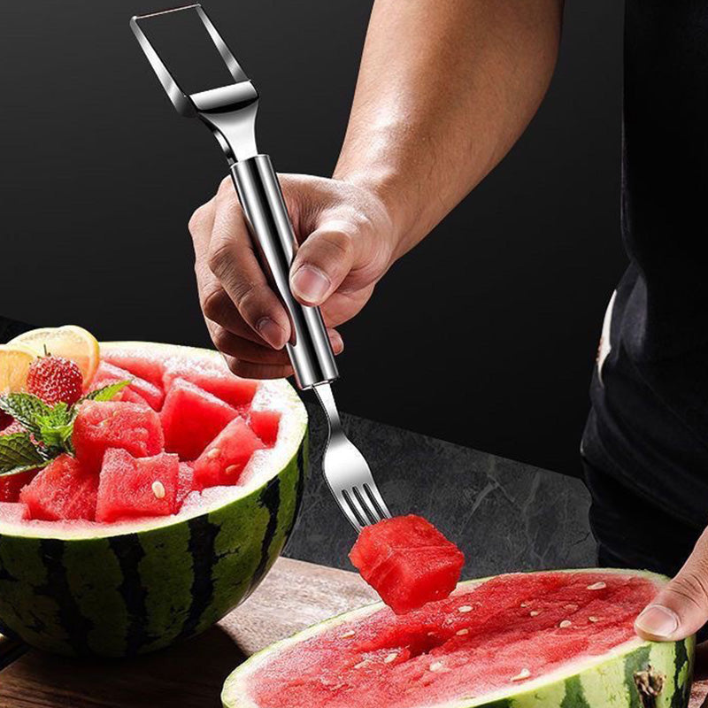 🥳 Köp 1 få 1 gratis✨2 i 1 Fruktskärare i rostfritt stål Gaffelskivare