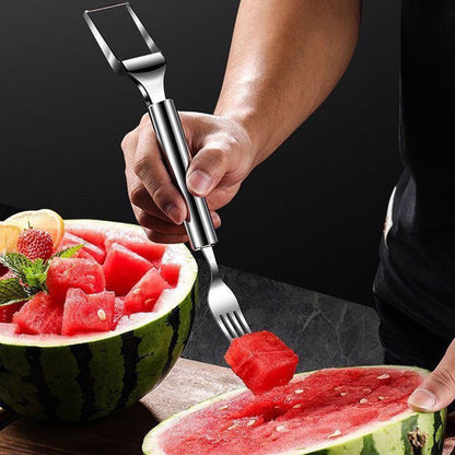 🥳 Köp 1 få 1 gratis✨2 i 1 Fruktskärare i rostfritt stål Gaffelskivare